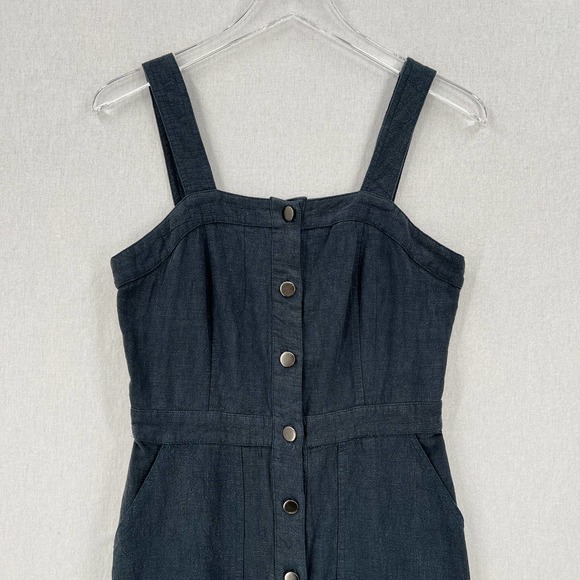 SKIES ARE BLUE Dress Womens Small Charcoal Gray Linen Blend Button Front NWT - Picture 4 of 14